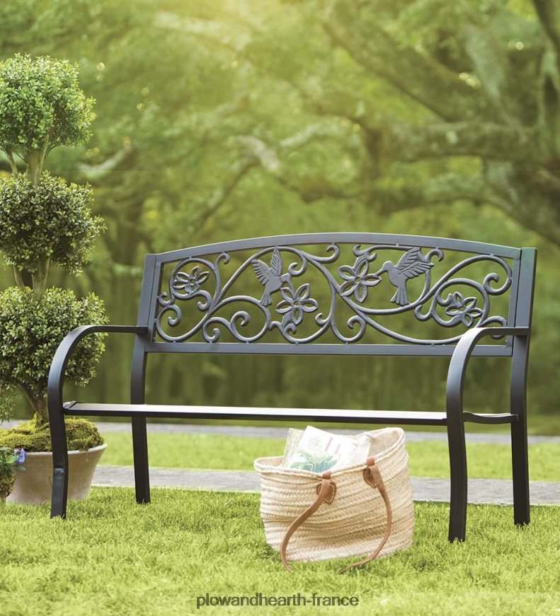 banc de jardin en métal colibri - noir Plow & Hearth 8642F6493 cour et jardin