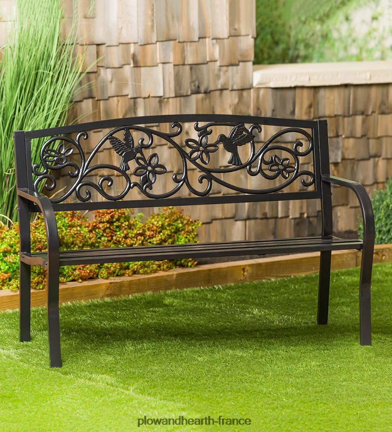 banc de jardin en métal colibri - noir Plow & Hearth 8642F6493 cour et jardin