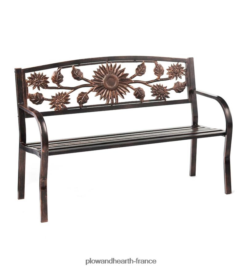 banc de jardin en métal tournesol Plow & Hearth 8642F6497 cour et jardin