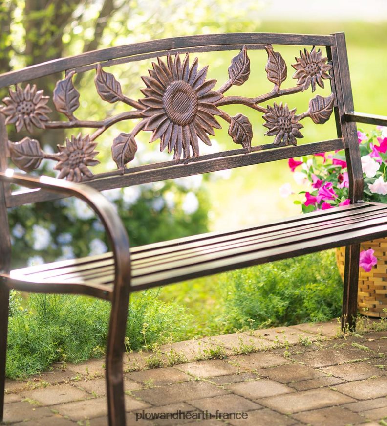 banc de jardin en métal tournesol Plow & Hearth 8642F6497 cour et jardin