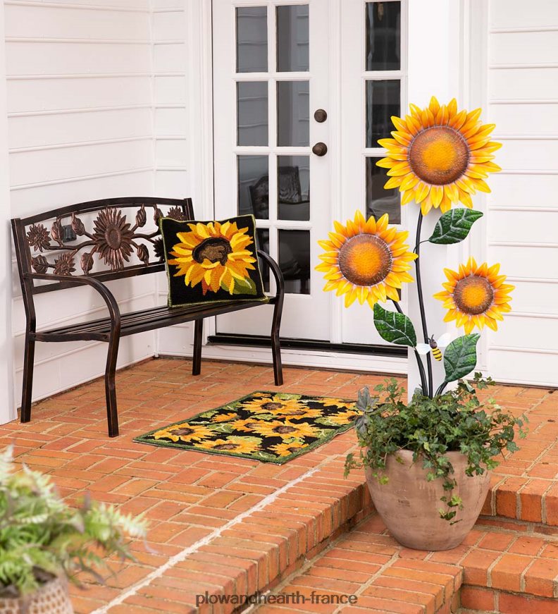 banc de jardin en métal tournesol Plow & Hearth 8642F6497 cour et jardin