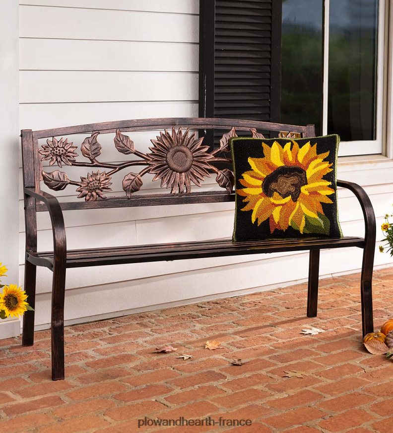 banc de jardin en métal tournesol Plow & Hearth 8642F6497 cour et jardin