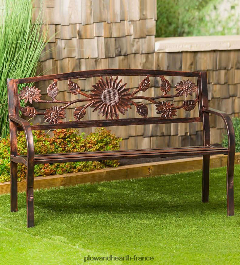 banc de jardin en métal tournesol Plow & Hearth 8642F6497 cour et jardin
