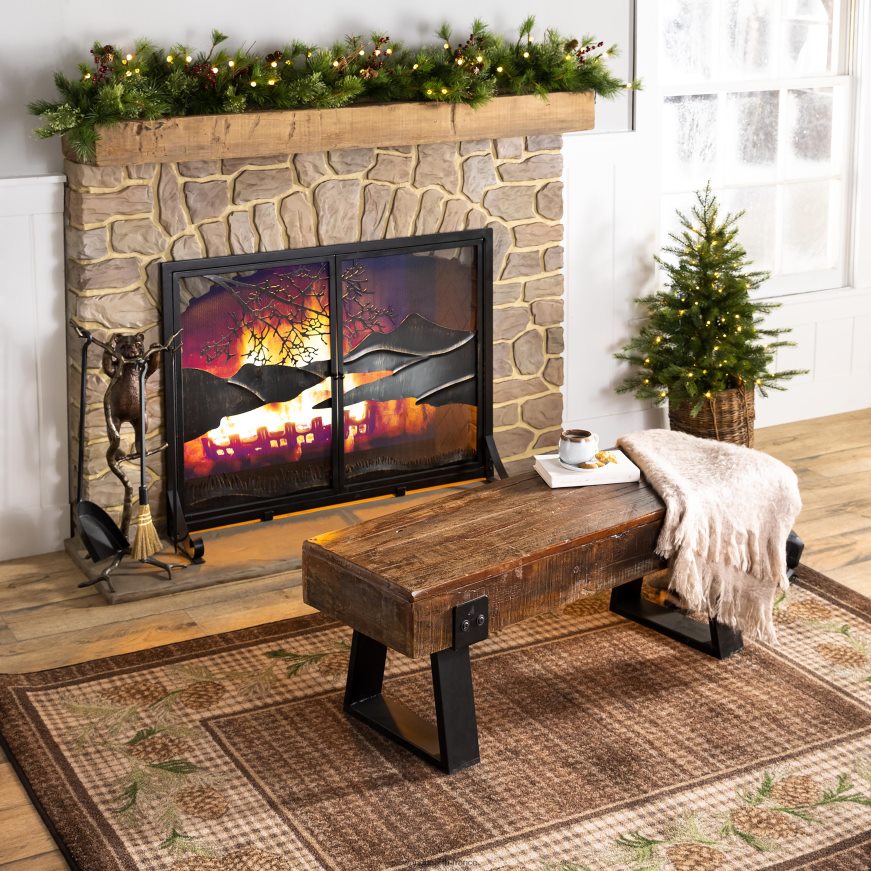 banc en bois récupéré intérieur/extérieur Richland Plow & Hearth 8642F6485 cour et jardin