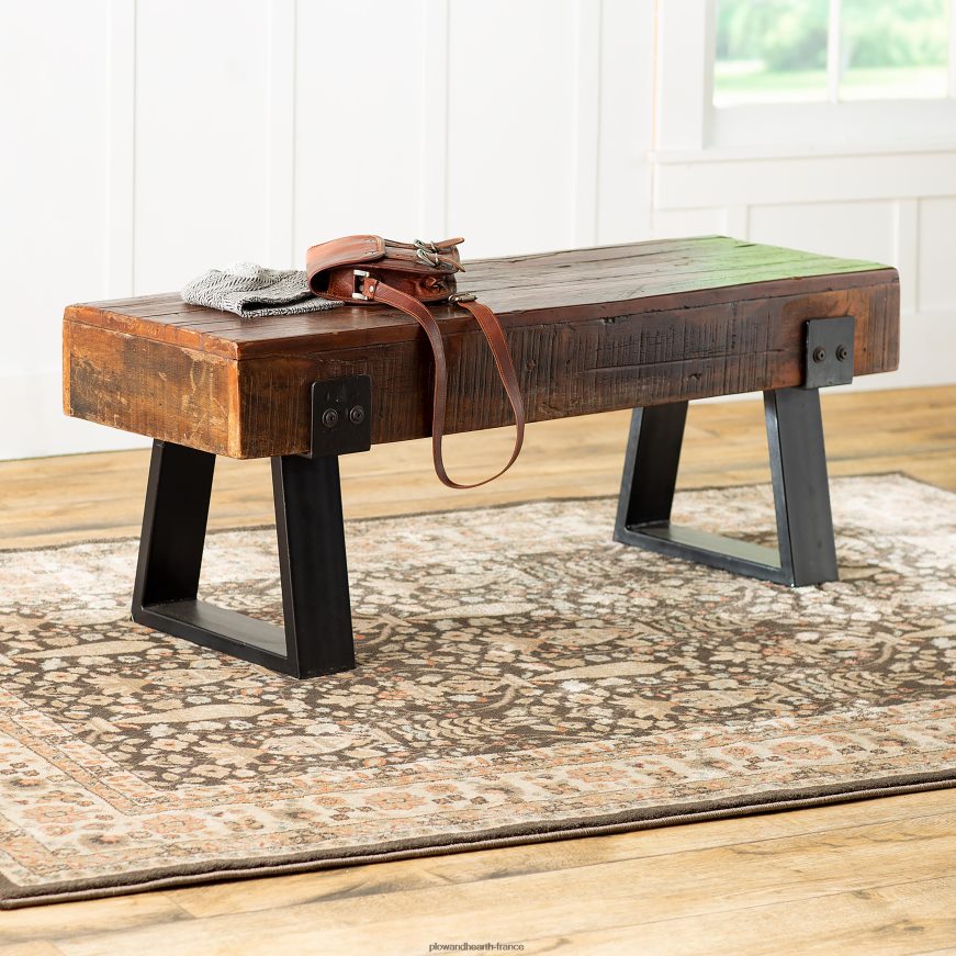 banc en bois récupéré intérieur/extérieur Richland Plow & Hearth 8642F6485 cour et jardin