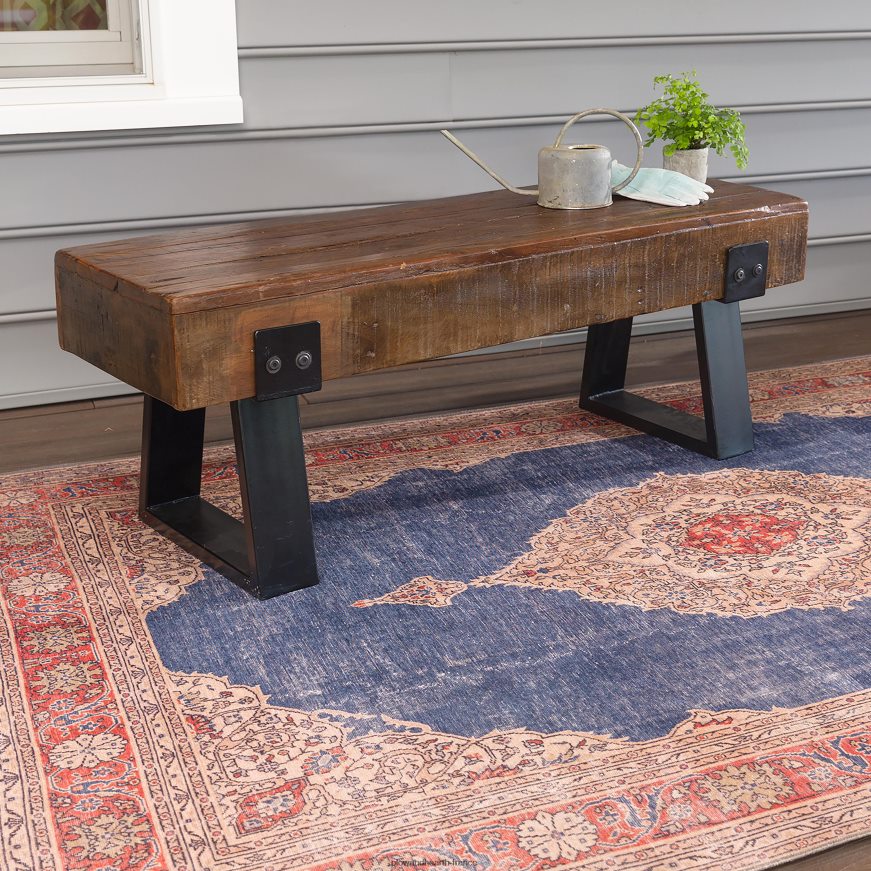 banc en bois récupéré intérieur/extérieur Richland Plow & Hearth 8642F6485 cour et jardin