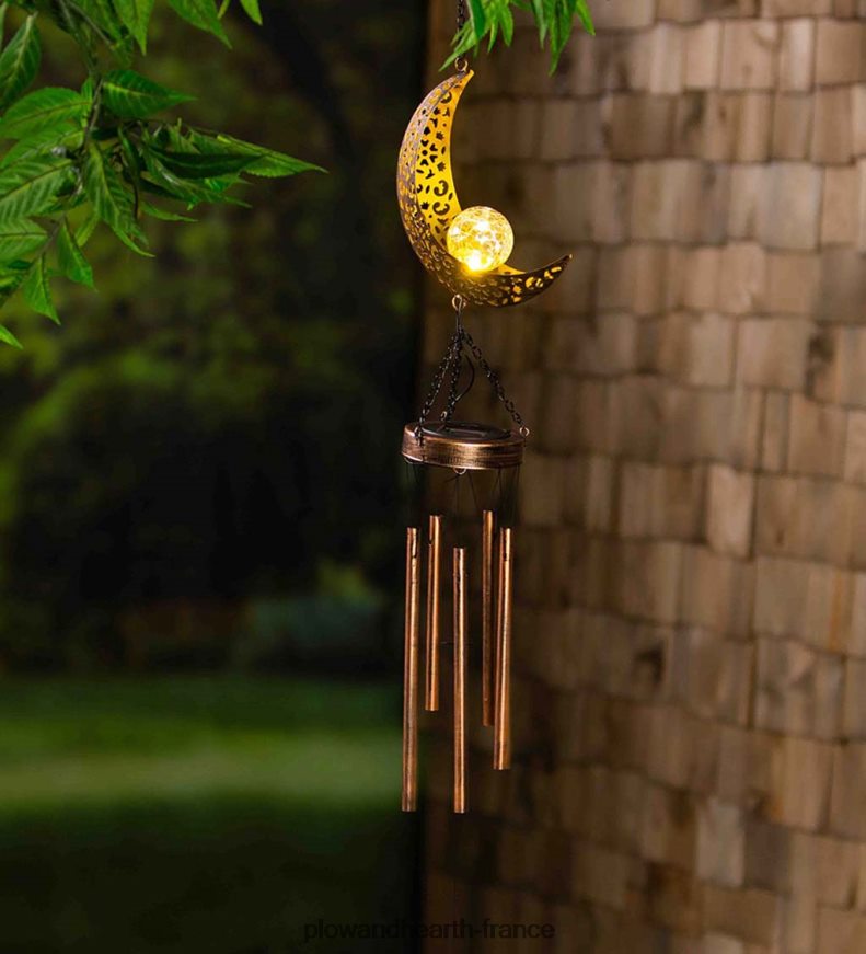 Carillon solaire céleste avec globe en verre craquelé - Soleil Plow & Hearth 8642F6450 cour et jardin