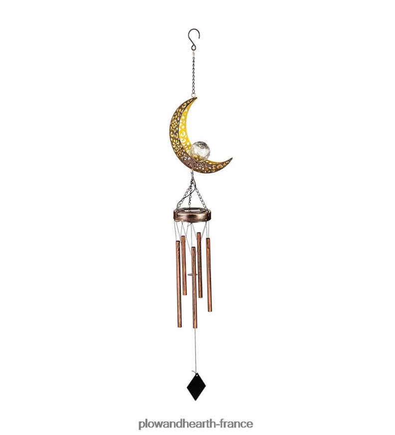 Carillon solaire céleste avec globe en verre craquelé - Soleil Plow & Hearth 8642F6450 cour et jardin