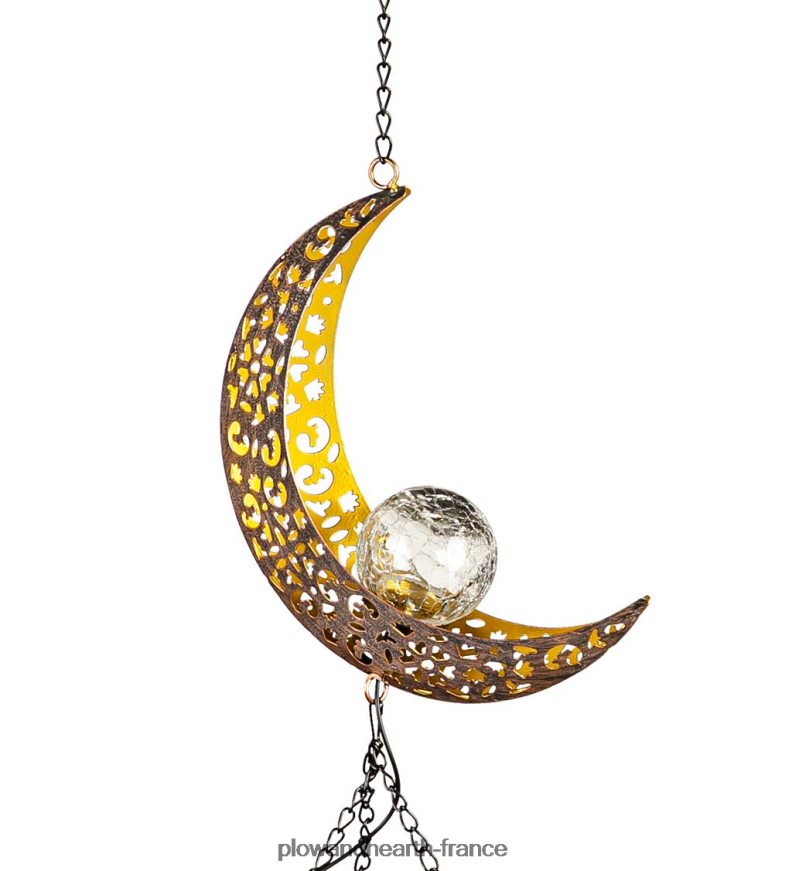 Carillon solaire céleste avec globe en verre craquelé - Soleil Plow & Hearth 8642F6450 cour et jardin