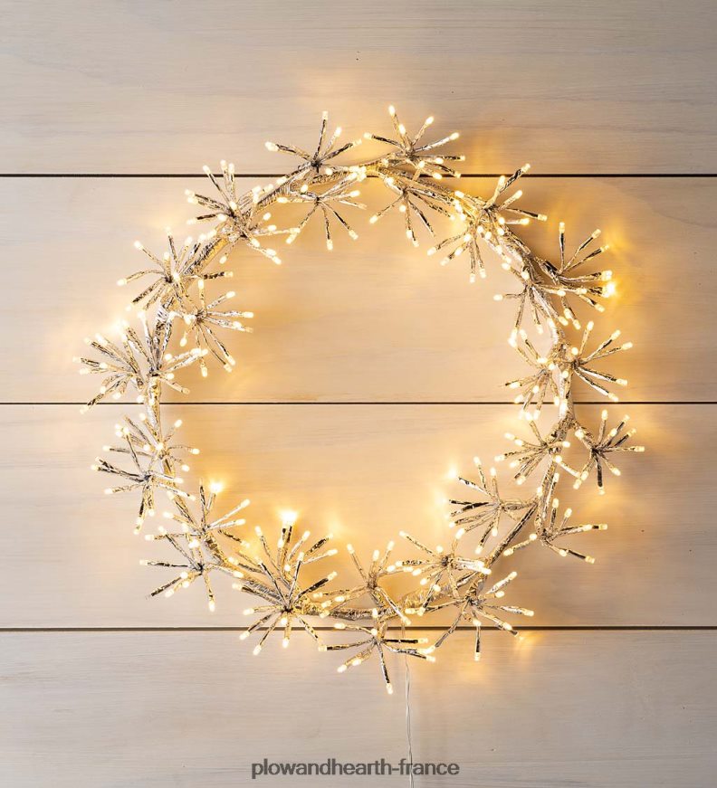 Décoration de vacances de couronne lumineuse électrique intérieure/extérieure Plow & Hearth 8642F610 cour et jardin