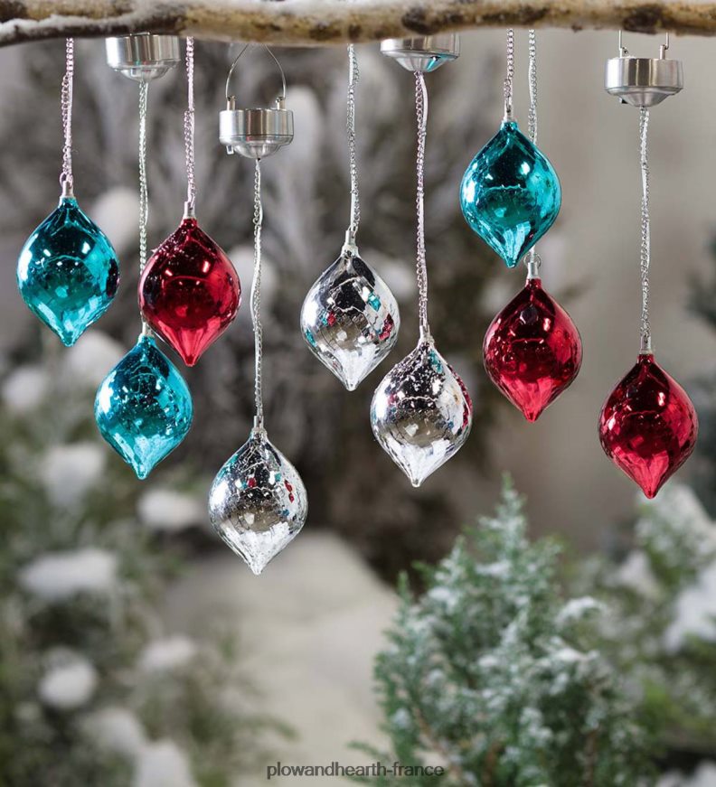 Ornements solaires en verre au mercure à couleur changeante, lot de 3 Plow & Hearth 8642F61 cour et jardin