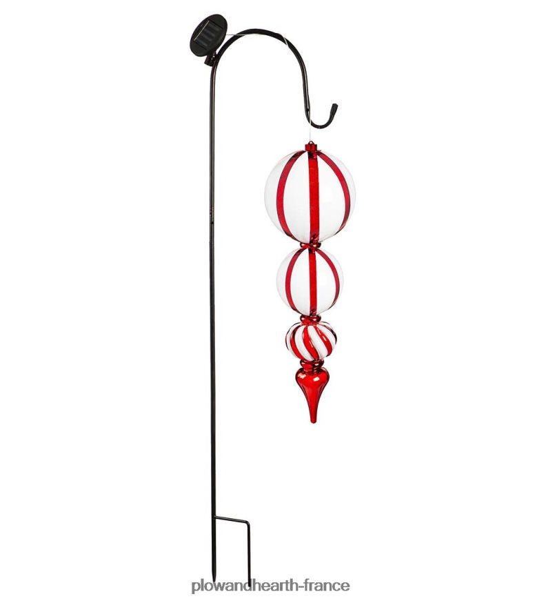 Piquet de jardin à fleuron à tourbillon rouge incassable solaire Plow & Hearth 8642F640 cour et jardin