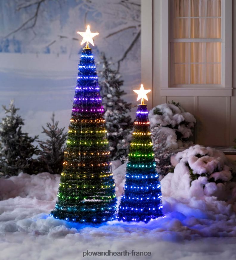 Sapin de Noël intérieur/extérieur avec lumières multicolores, 47 Plow & Hearth 8642F642 cour et jardin