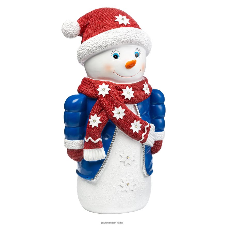 Statue courte de bonhomme de neige éclairée intérieure/extérieure Plow & Hearth 8642F62 cour et jardin