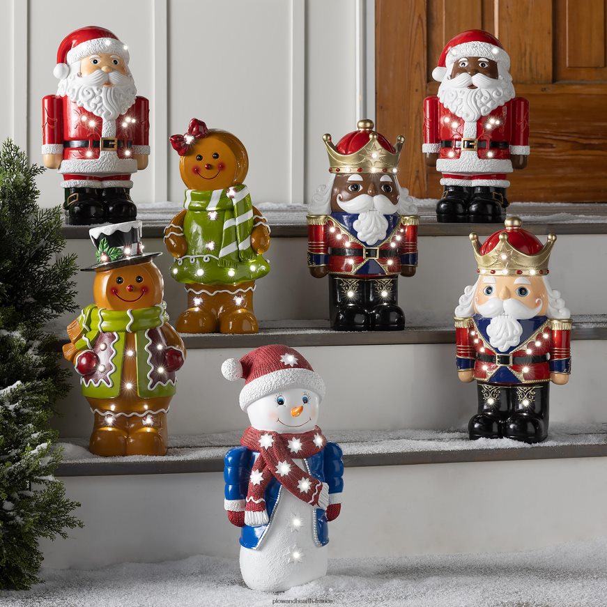 Statue courte de bonhomme de neige éclairée intérieure/extérieure Plow & Hearth 8642F62 cour et jardin