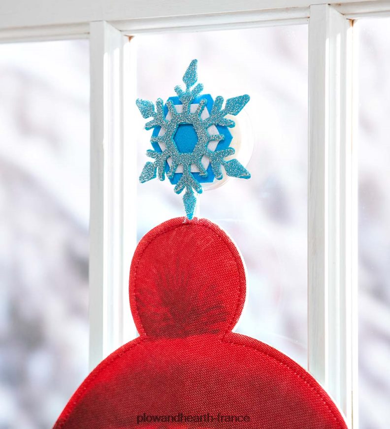 décoration de fenêtre en forme de bonhomme de neige éclairé Plow & Hearth 8642F612 cour et jardin