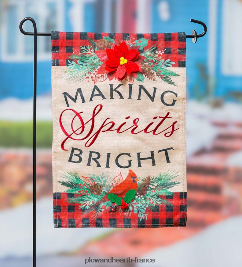 drapeau de jardin en toile de jute joie de Noël Plow & Hearth 8642F653 cour et jardin