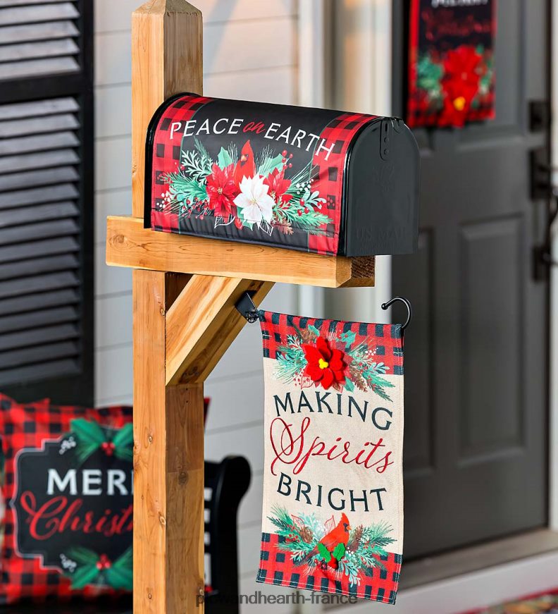drapeau de jardin en toile de jute joie de Noël Plow & Hearth 8642F653 cour et jardin