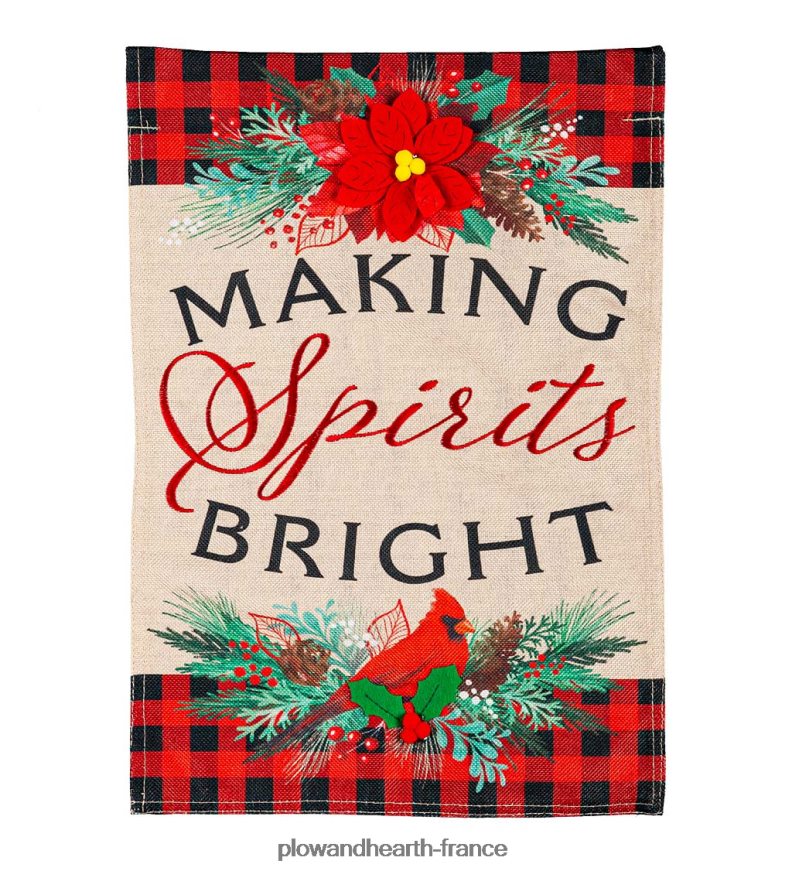 drapeau de jardin en toile de jute joie de Noël Plow & Hearth 8642F653 cour et jardin