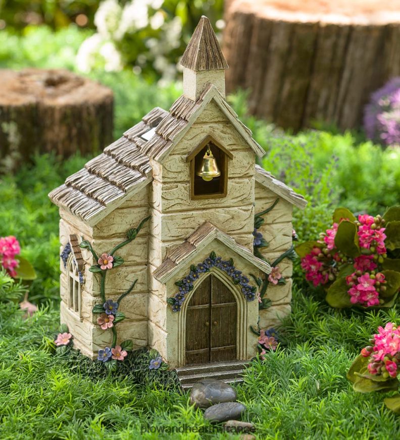 église solaire de jardin de fées miniature Plow & Hearth 8642F647 cour et jardin
