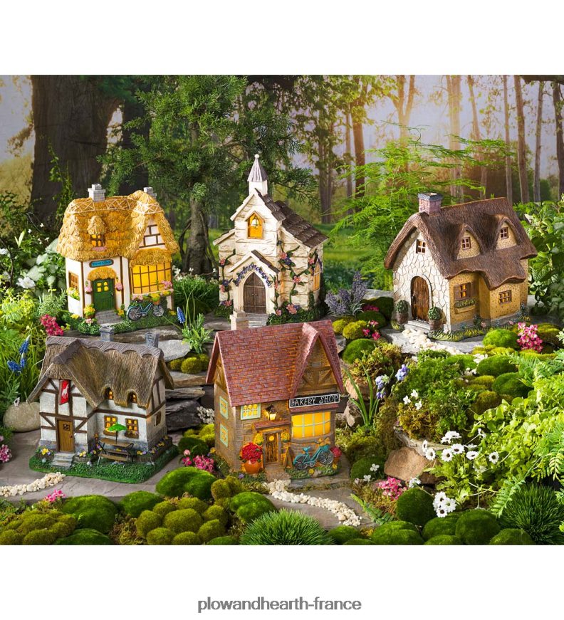 église solaire de jardin de fées miniature Plow & Hearth 8642F647 cour et jardin