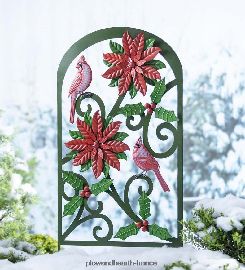 poinsettia et treillis de jardin en métal cardinal Plow & Hearth 8642F68 cour et jardin