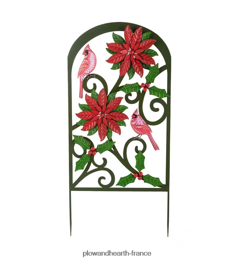 poinsettia et treillis de jardin en métal cardinal Plow & Hearth 8642F68 cour et jardin