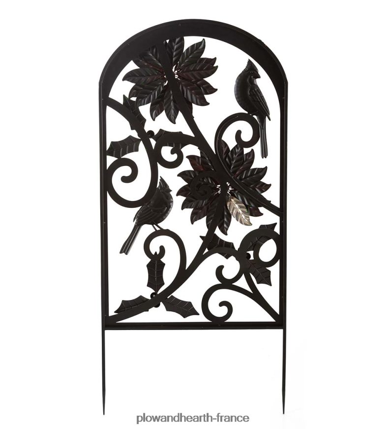 poinsettia et treillis de jardin en métal cardinal Plow & Hearth 8642F68 cour et jardin