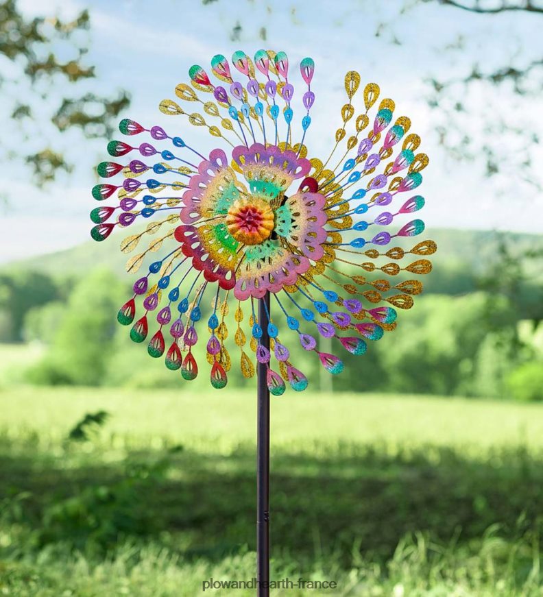Moulin à vent plumes arc-en-ciel Plow & Hearth 8642F6328 cour et jardin