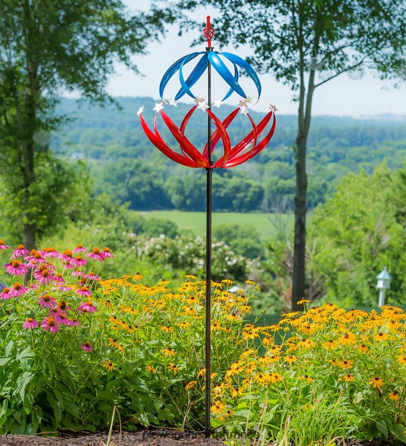 Moulin à vent étoiles patriotiques Plow & Hearth 8642F6372 cour et jardin