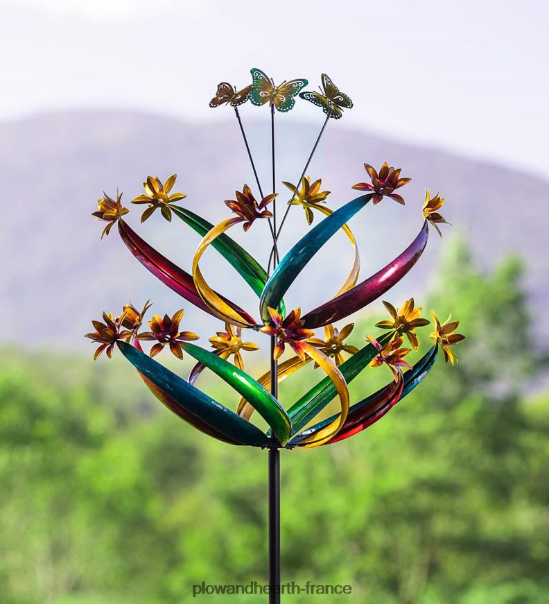Moulin à vent vertical papillon volant - multi Plow & Hearth 8642F6217 cour et jardin