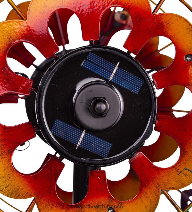 Spinner à vent en métal éclairé à l'énergie solaire, fleur de lys multicolore - multi Plow & Hearth 8642F6345 cour et jardin