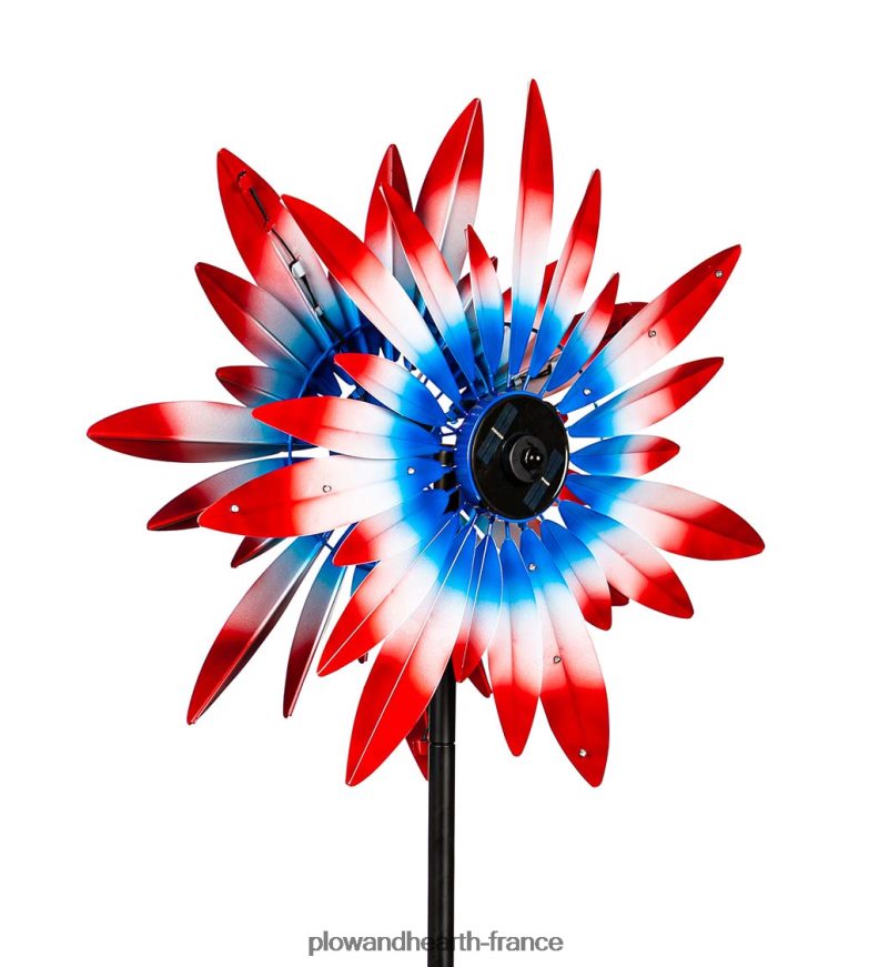 Spinner à vent solaire patriotique Plow & Hearth 8642F6369 cour et jardin