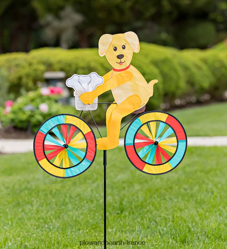 chien sur vélo moulin à vent Plow & Hearth 8642F6319 cour et jardin