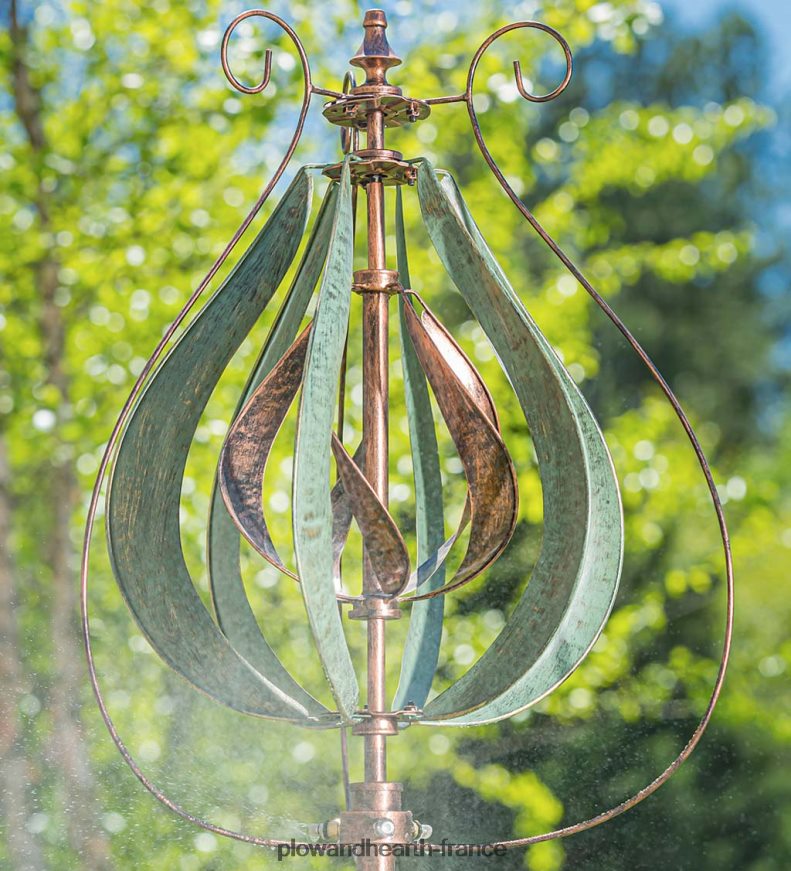 toupie à vent tulipe brumisée - cuivre et vert-de-gris Plow & Hearth 8642F6253 cour et jardin