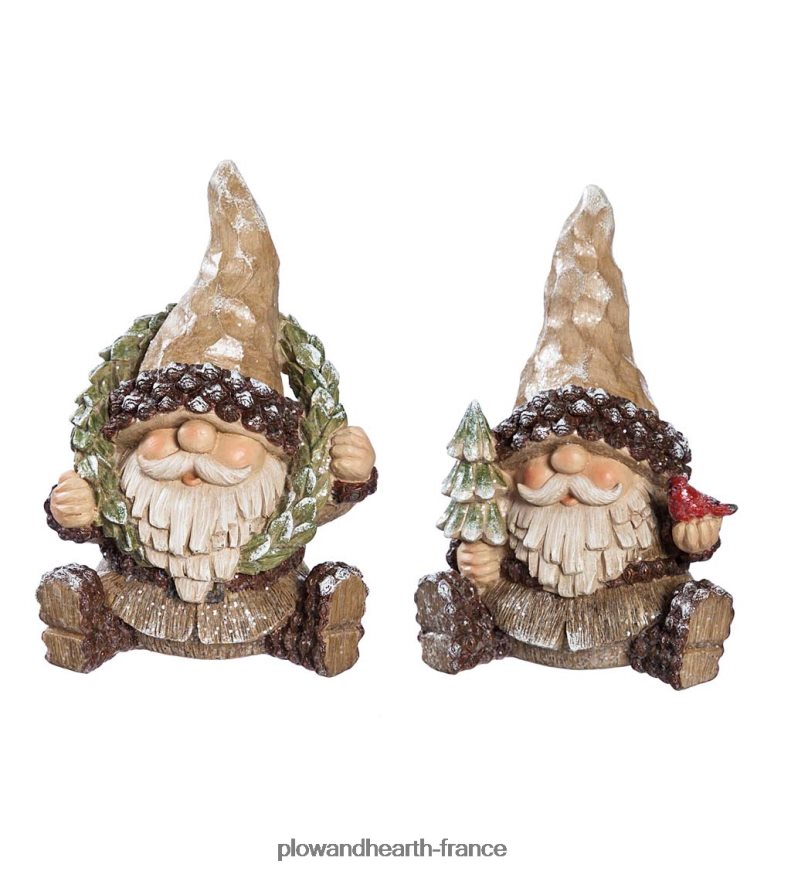 gnomes de vacances des bois, ensemble de 2 Plow & Hearth 8642F6514 cour et jardin
