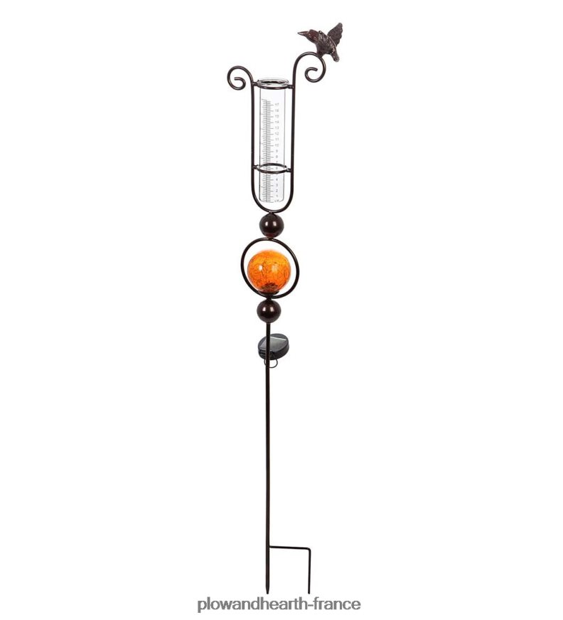 Piquet de jardin avec pluviomètre solaire - rose Plow & Hearth 8642F6285 cour et jardin
