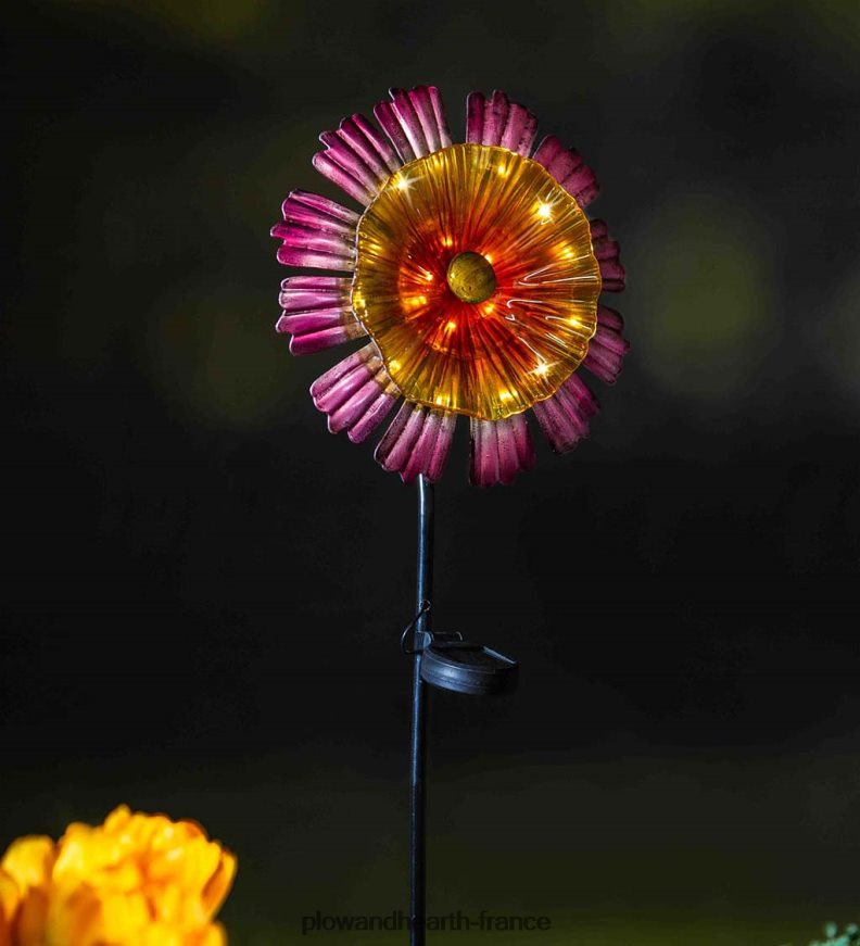 Piquet de jardin de fleurs en verre d'art solaire - violet Plow & Hearth 8642F6236 cour et jardin