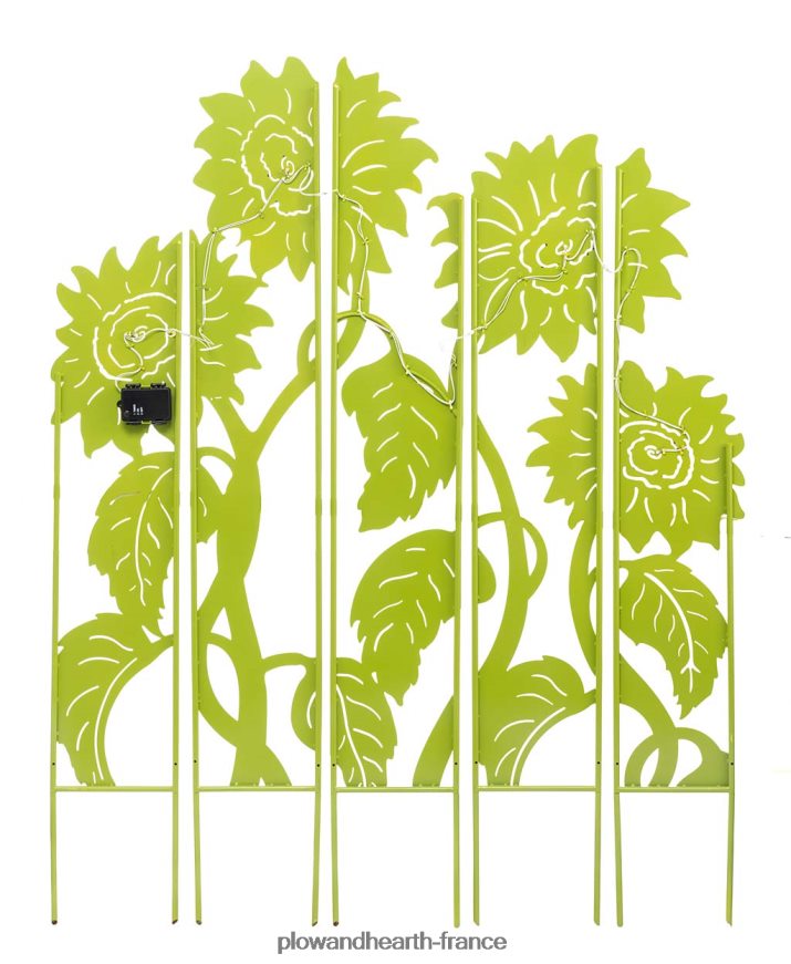 Piquets de panneau paysager éclairés pour jardin de tournesol, ensemble de 5 Plow & Hearth 8642F6302 cour et jardin