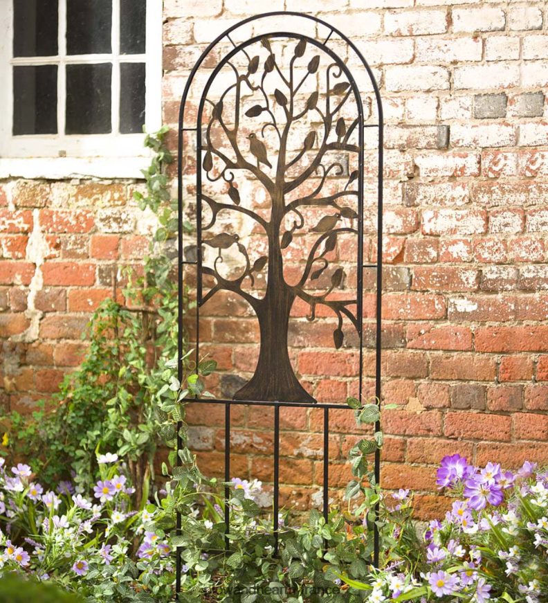 Treillis de jardin arqué en métal avec motif arbre de vie - cuivre antique Plow & Hearth 8642F6440 cour et jardin