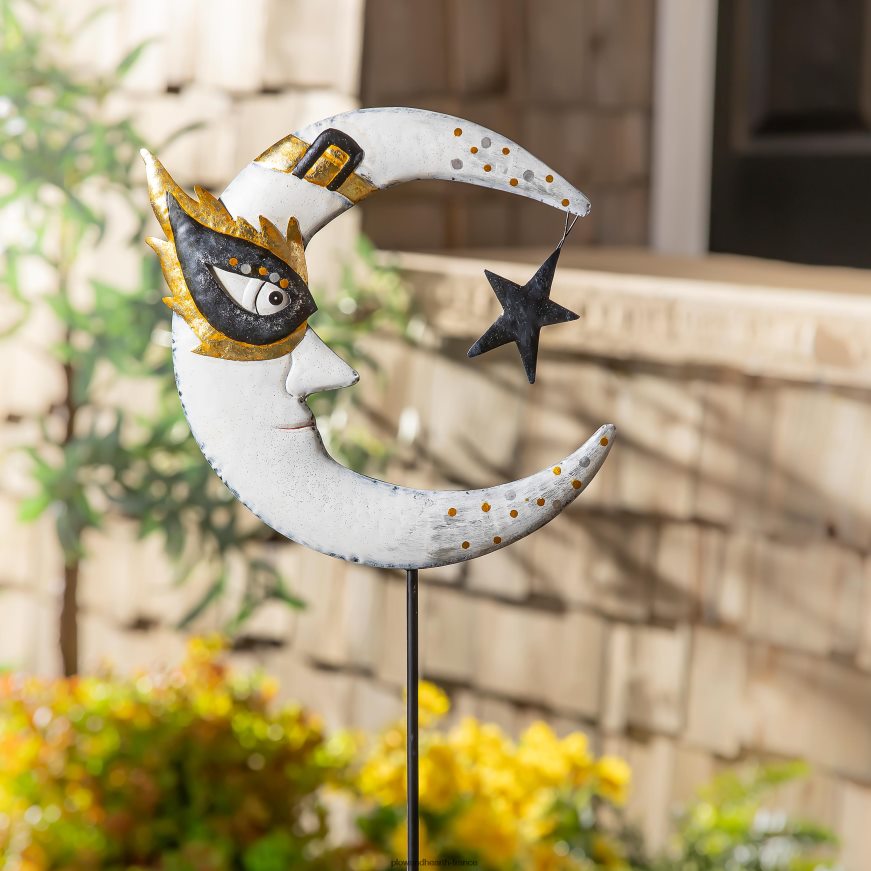 pieu de jardin d'Halloween de lune magique Plow & Hearth 8642F6316 cour et jardin