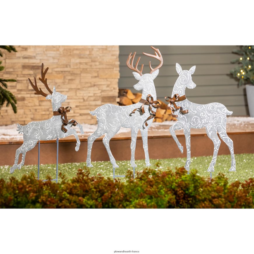 piquets de jardin en métal pour rennes, lot de 3 Plow & Hearth 8642F693 cour et jardin