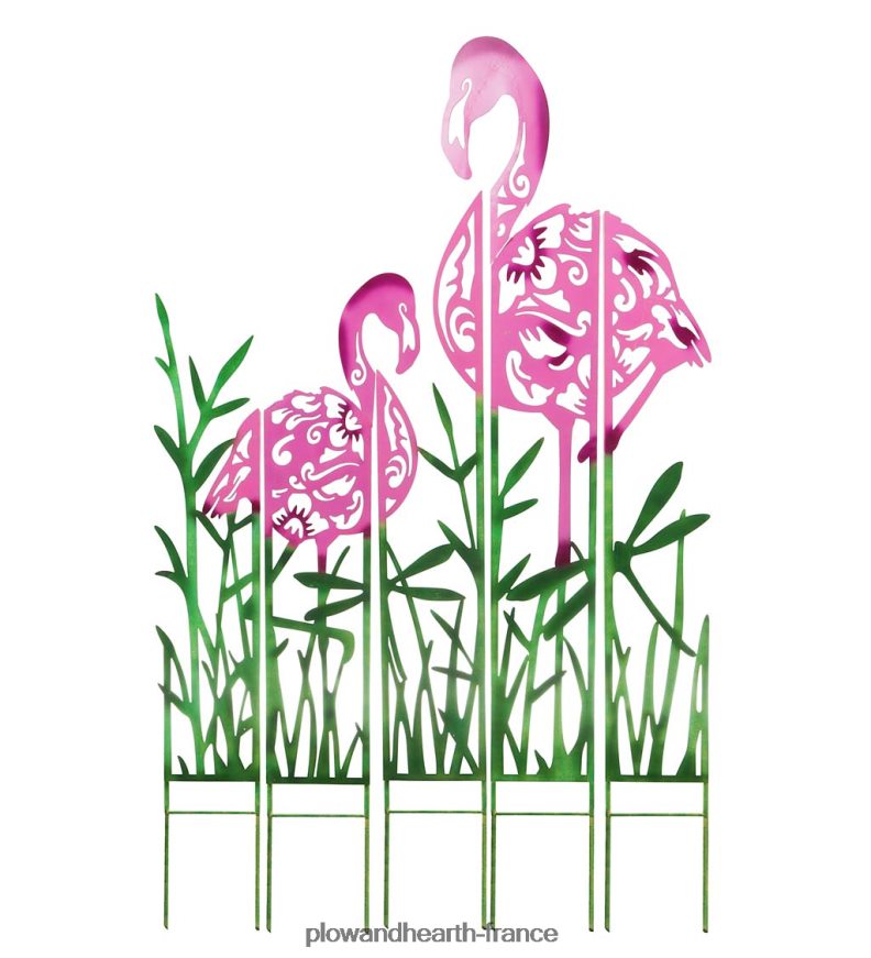 piquets de panneau paysager en métal flamant rose, ensemble de 5 Plow & Hearth 8642F6342 cour et jardin