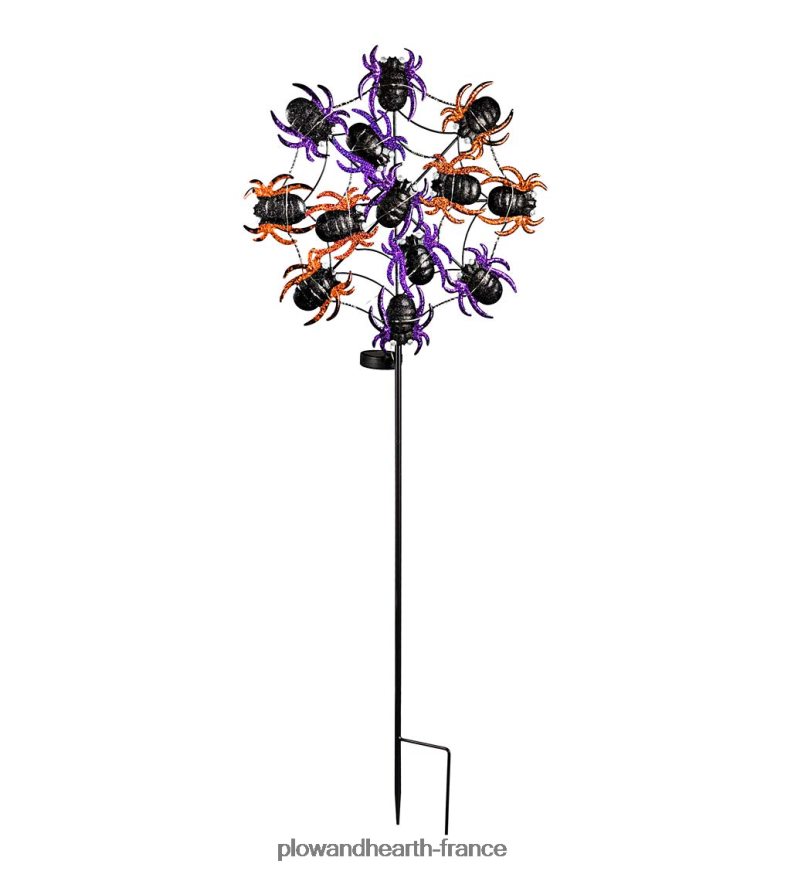 toile d'araignée, piquet de jardin avec effet de lumière solaire Plow & Hearth 8642F6447 cour et jardin