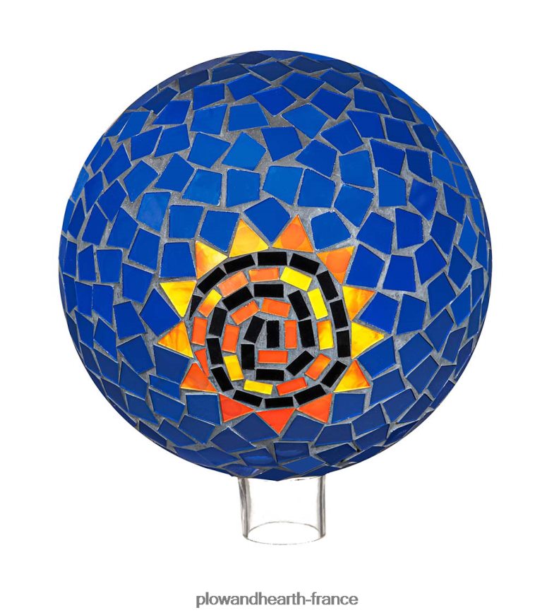 Boule d'observation en verre mosaïque solaire Plow & Hearth 8642F6192 cour et jardin