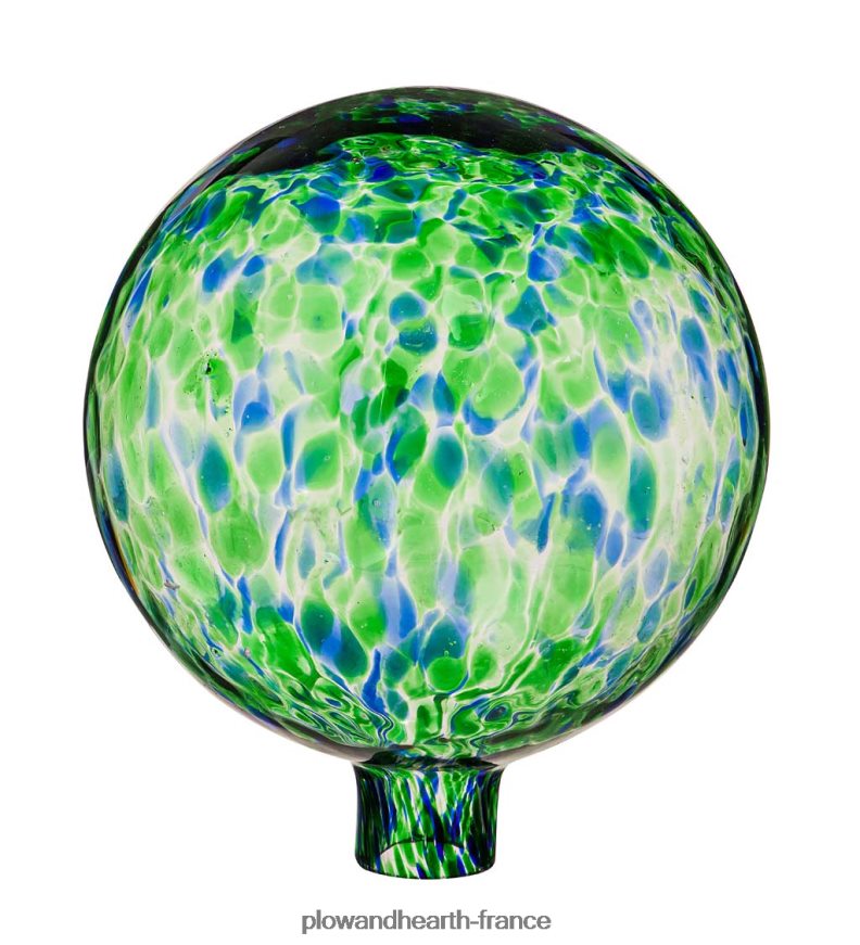 boule de confettis en verre d'art avec support - aqua Plow & Hearth 8642F6258 cour et jardin