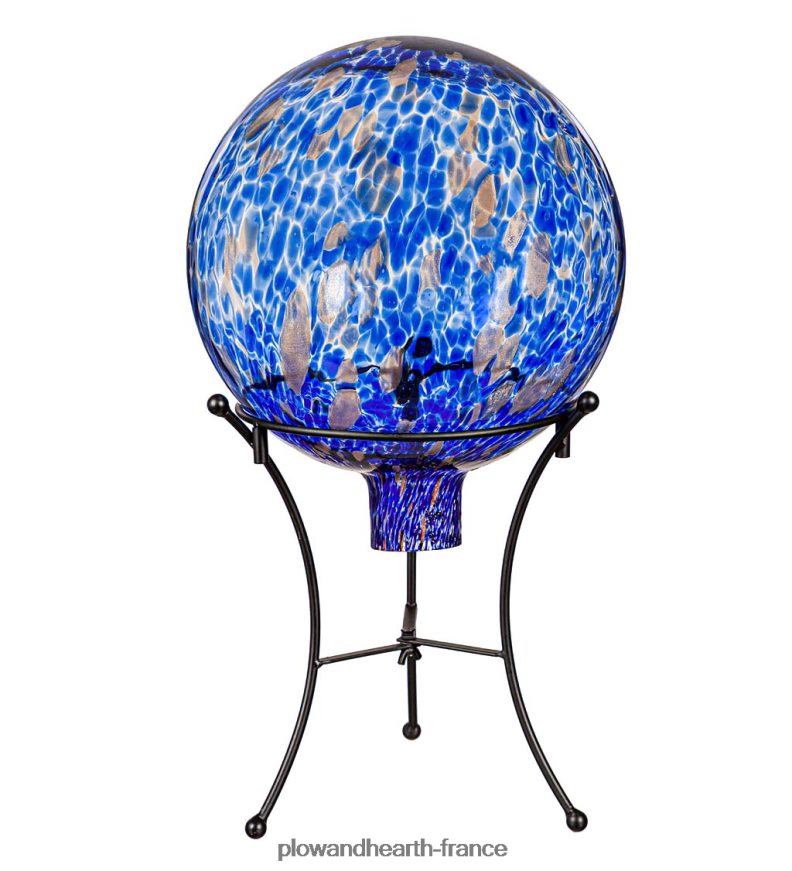 boule de confettis en verre d'art avec support - aqua Plow & Hearth 8642F6258 cour et jardin