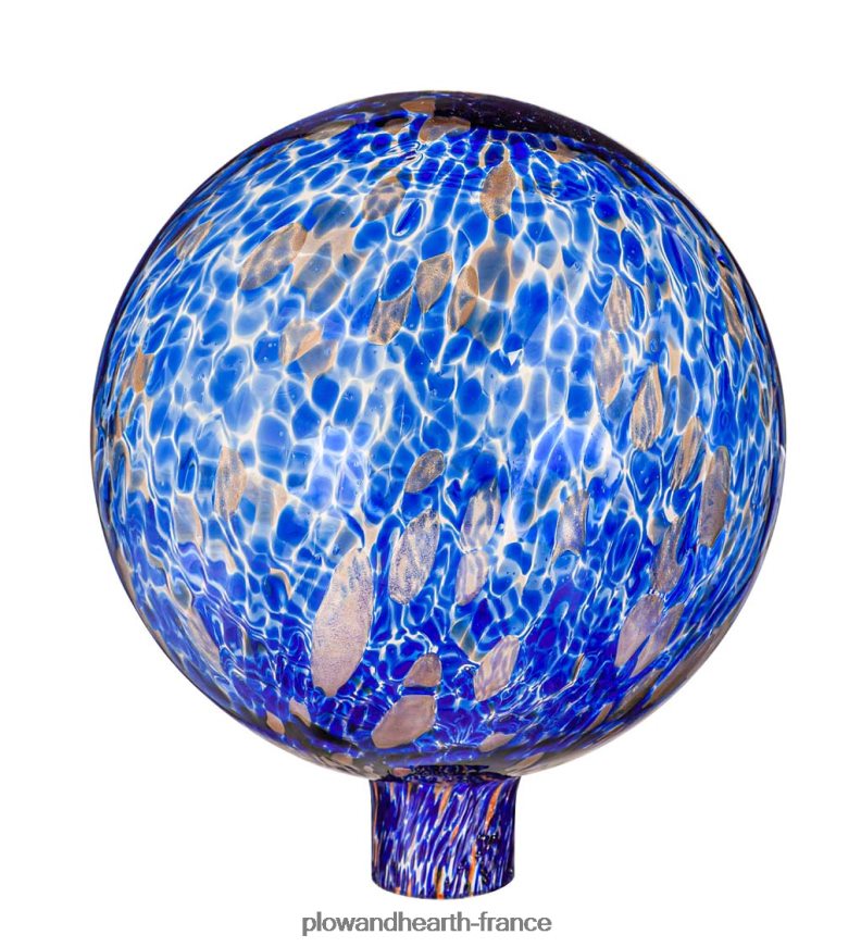 boule de confettis en verre d'art avec support - aqua Plow & Hearth 8642F6258 cour et jardin