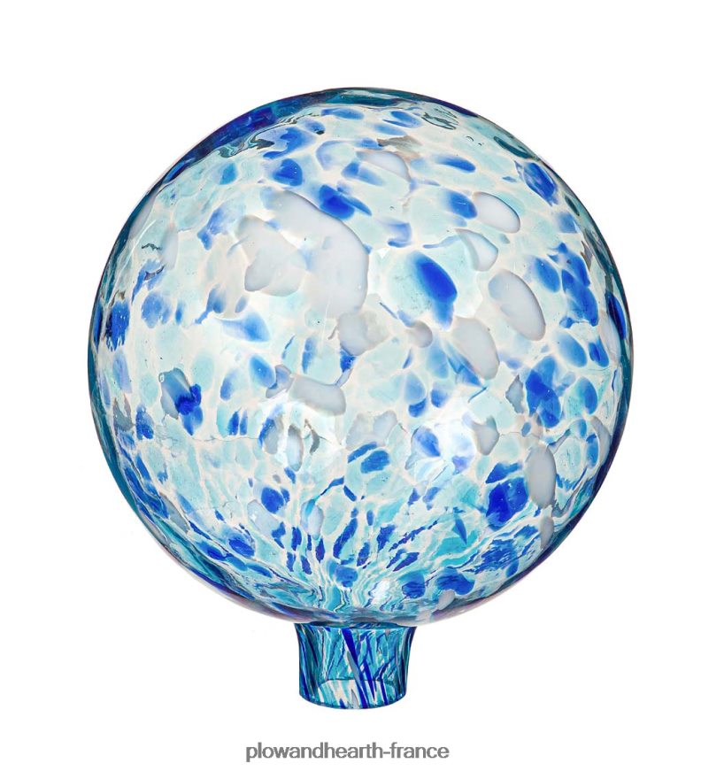 boule de confettis en verre d'art avec support - aqua Plow & Hearth 8642F6258 cour et jardin