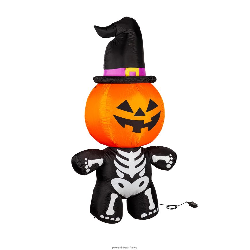 Squelette de citrouille éclairé gonflable pour Halloween Plow & Hearth 8642F6431 cour et jardin
